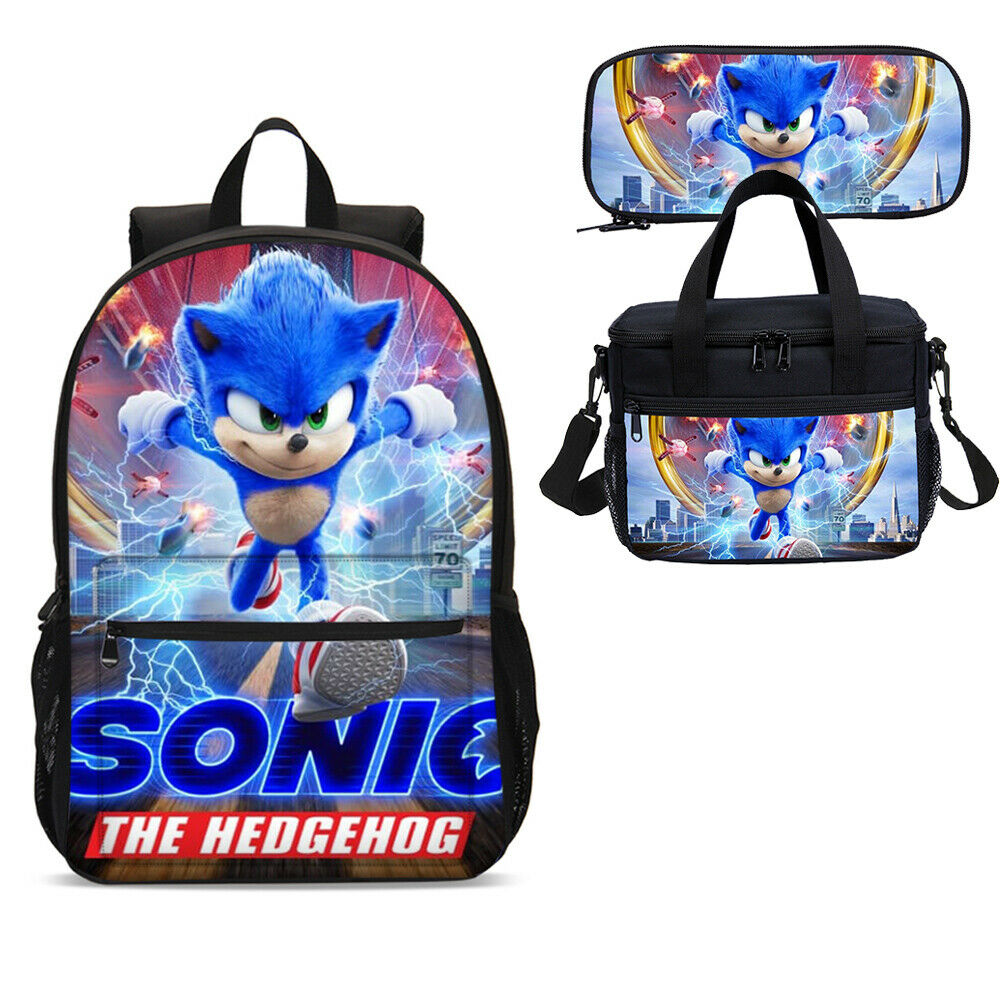 Sonic the Hedgehog 3D Printed School Backpack for Kids Girls Boys College Bags 4PCS