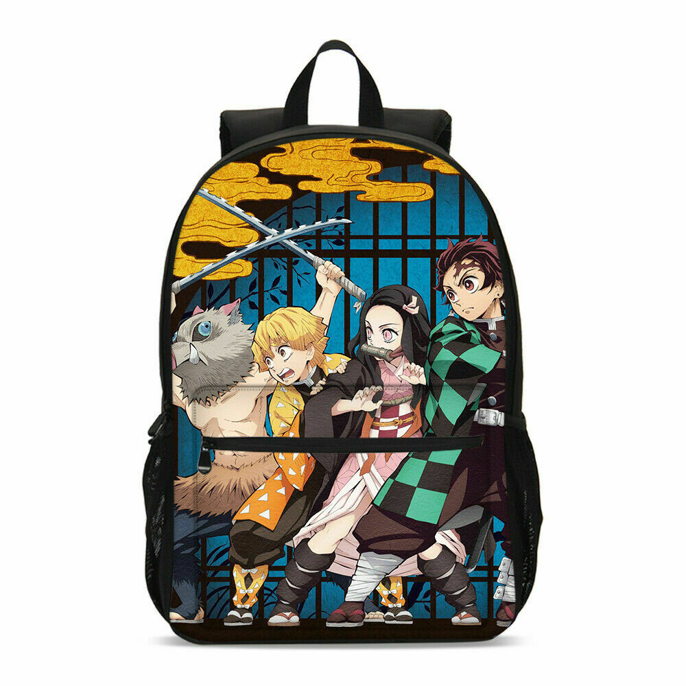 4PCS 3D Demon Slayer Dinosaur School Backpacks for Kids Boy Girls Lightweight Backpack Bookbags Set