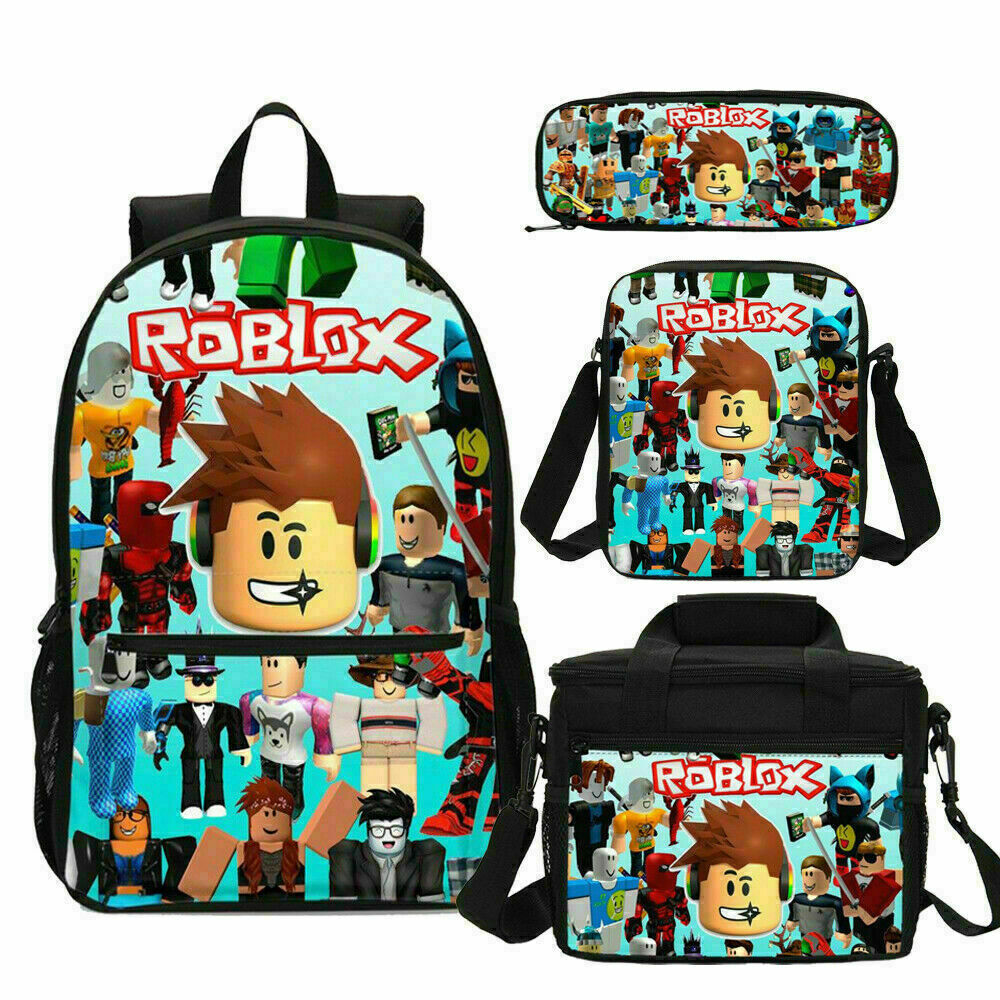 Roblox 3D Student Stylish Unisex Daypack for Boys Girls School Book Bags 4PCS