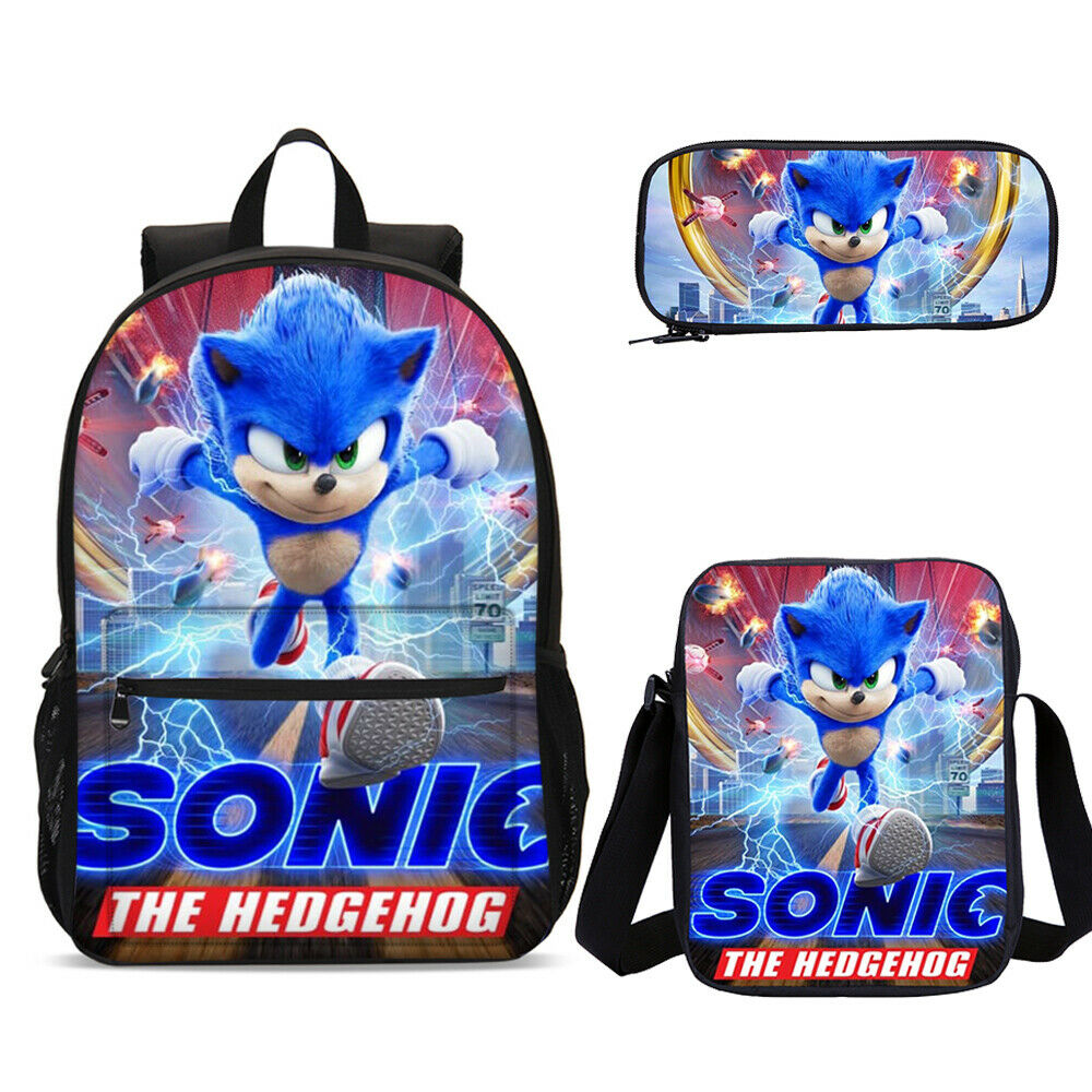 Sonic the Hedgehog 3D Printed School Backpack for Kids Girls Boys College Bags 4PCS