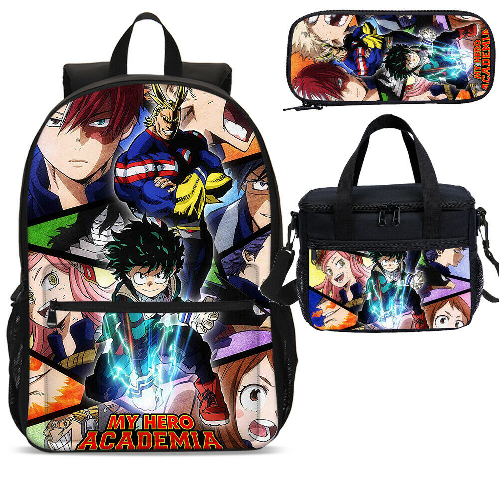 My Hero Academia Large Student School Backpack Lunch Bags Shoulder Bag Pencil-case 4PCS