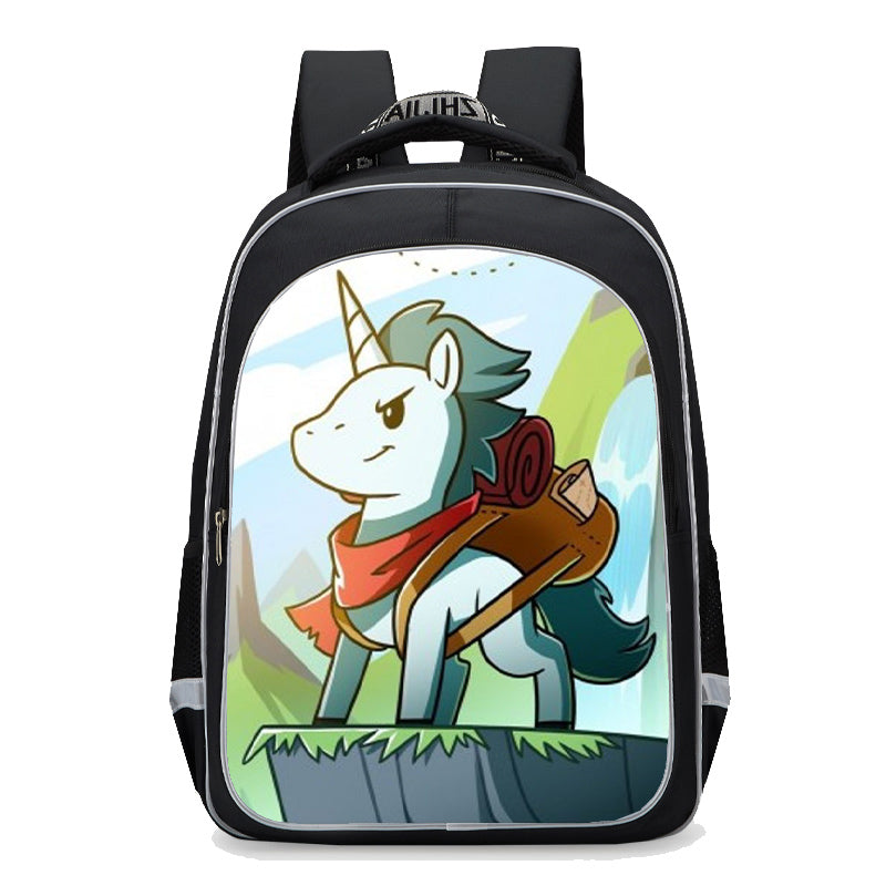 Cute Horse Student Backpack Set with Lunch Box Pencil Case 3 in 1